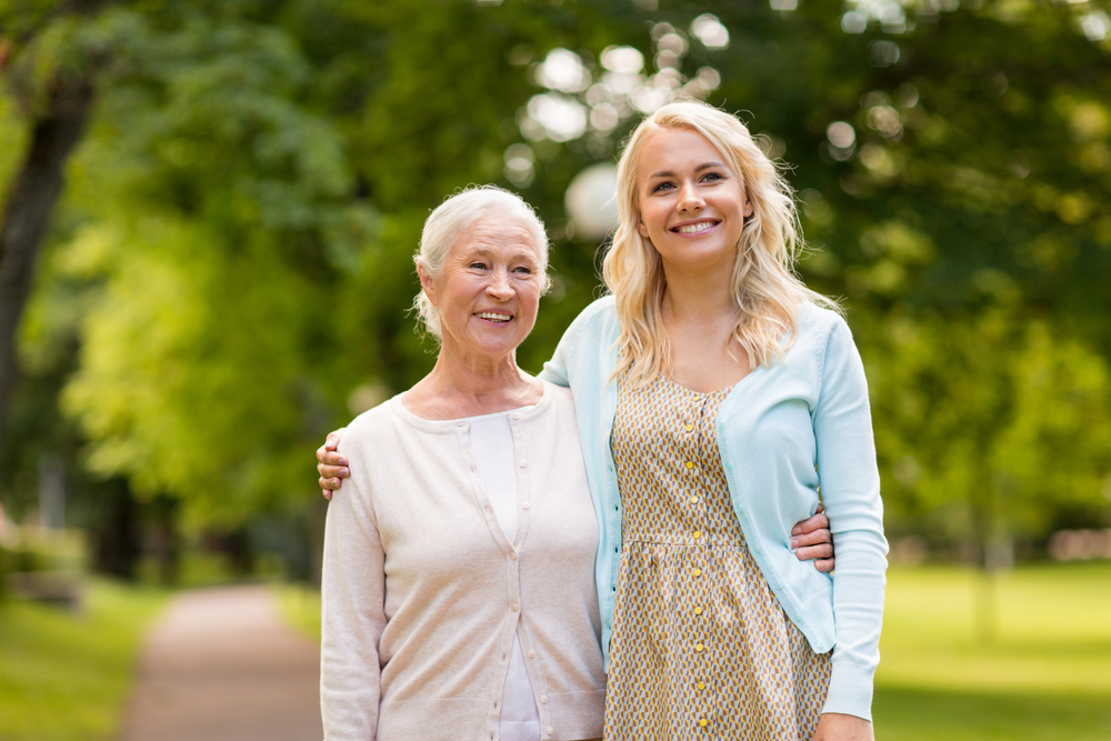 An older woman and her daughter/caregiver